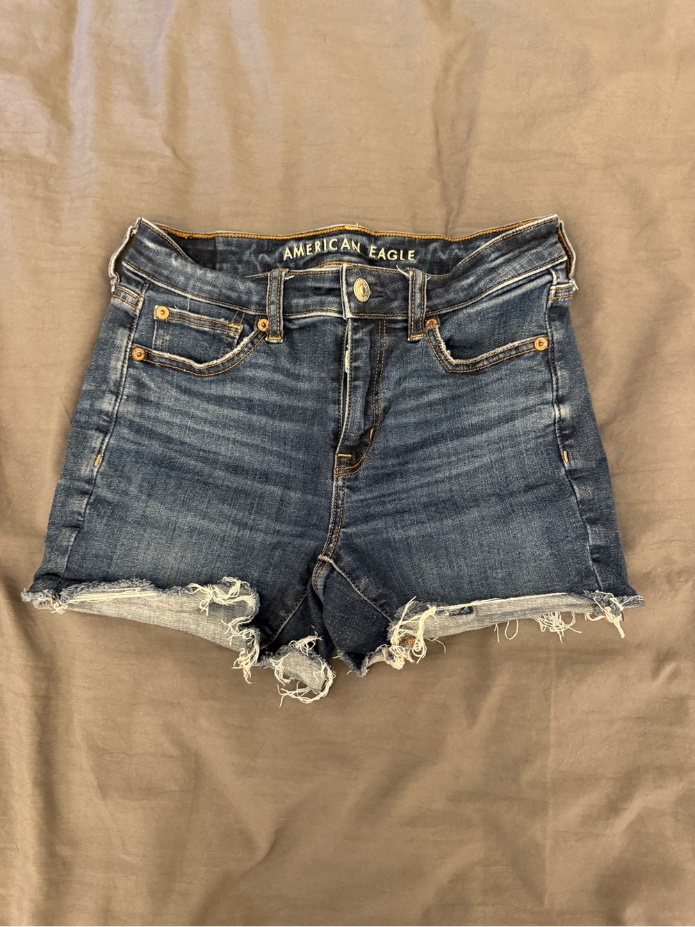 American Eagle Outfitters Women's Dark Blue Denim Shorts High Rise